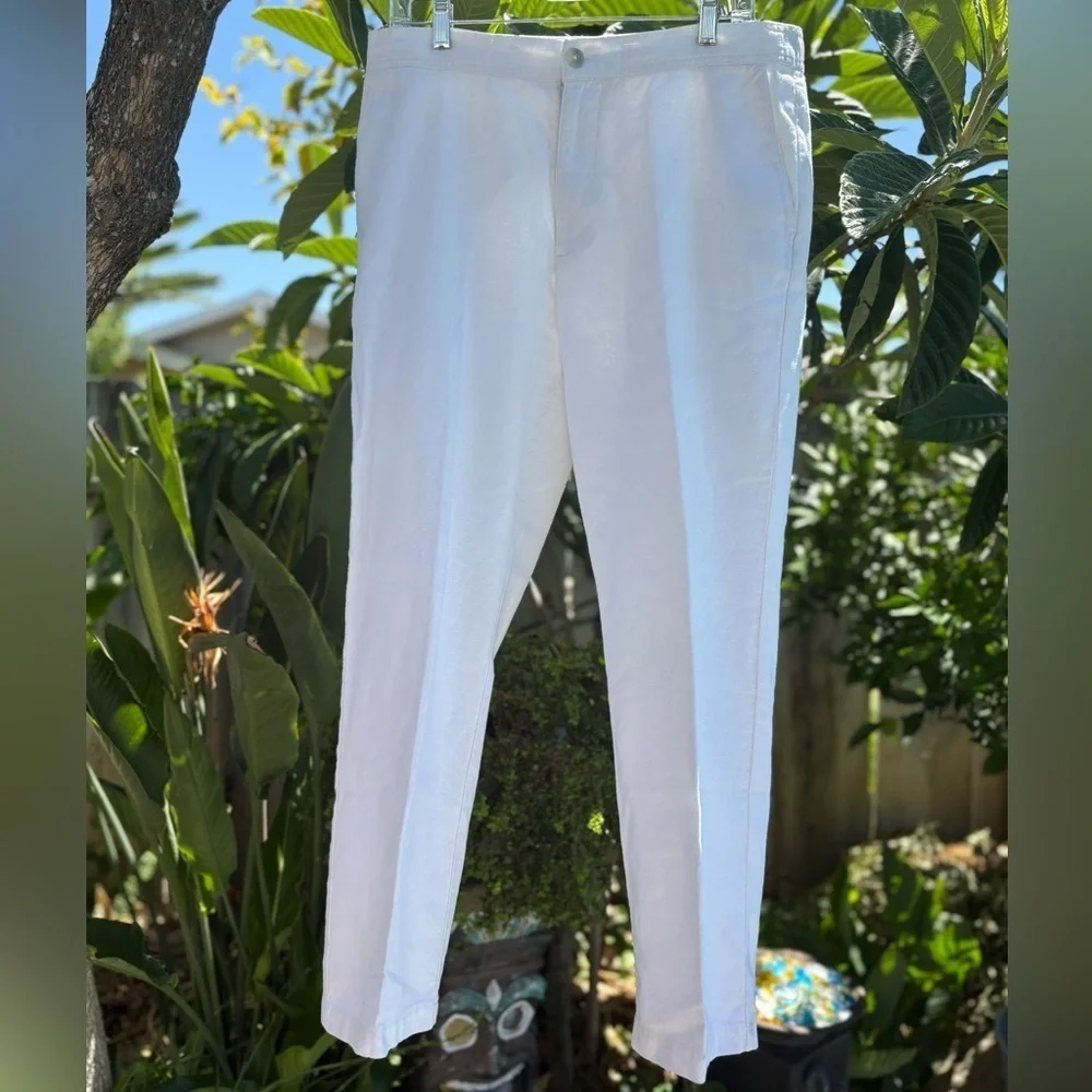 Marc Anthony Luxury Women’s White Linen Pants Size Medium - Picture 2 of 8